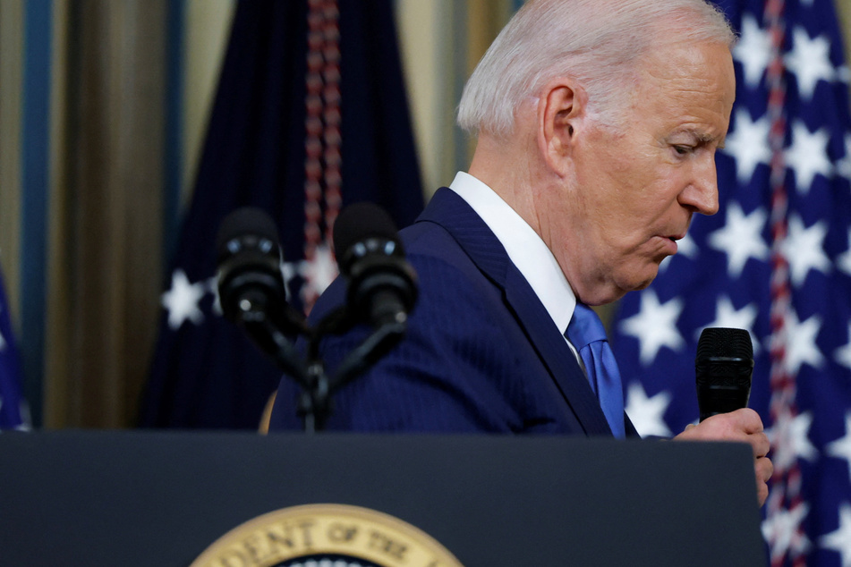 US President Joe Biden answers a question during a news conference held after the 2022 midterm elections in the State Dining Room at the White House.