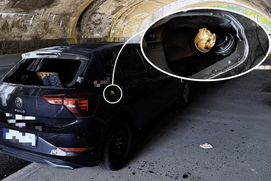 Fotos von den Tatorten zeigen, dass die Feuerteufel versuchten, die Fahrzeugtanks in Brand zu stecken.