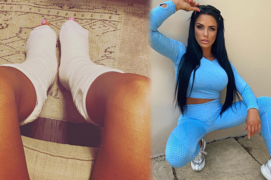 Katie Price (42) hat bereits ein Foto ihrer Füße im dicken Verband auf Instagram veröffentlicht.