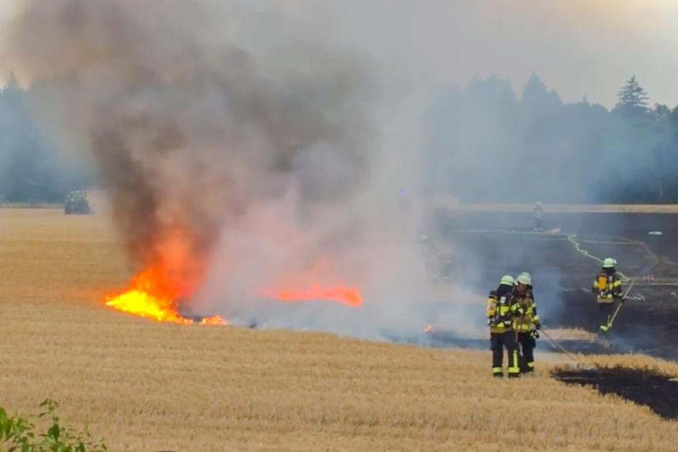 20.000 Quadratmeter Fläche bei Rheinstetten in Brand: Landwirte helfen bei Löscheinsatz