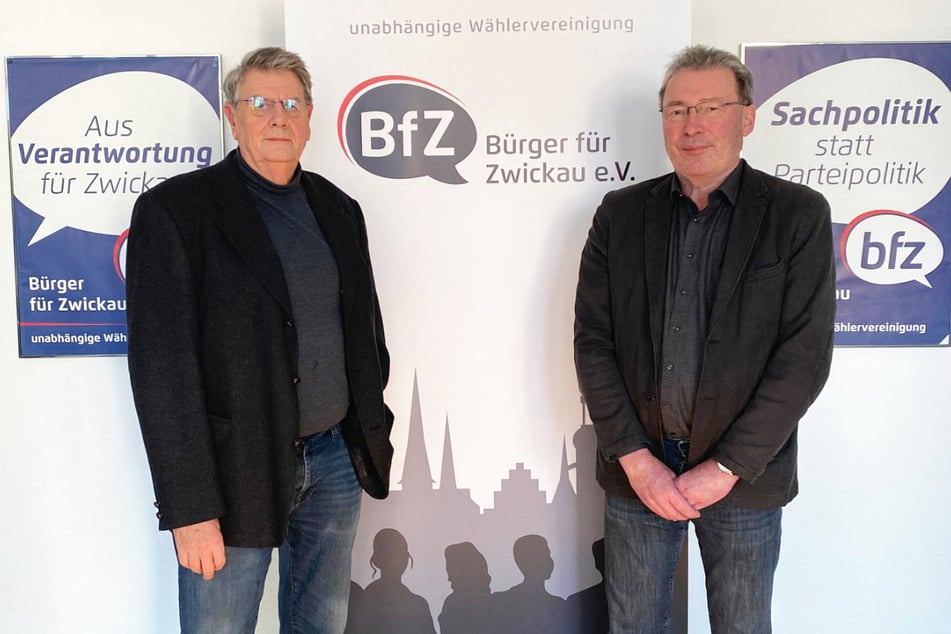 BfZ-Geschäftsführer Tristan Drechsel (67) und Jens Heinzig (61, r.).