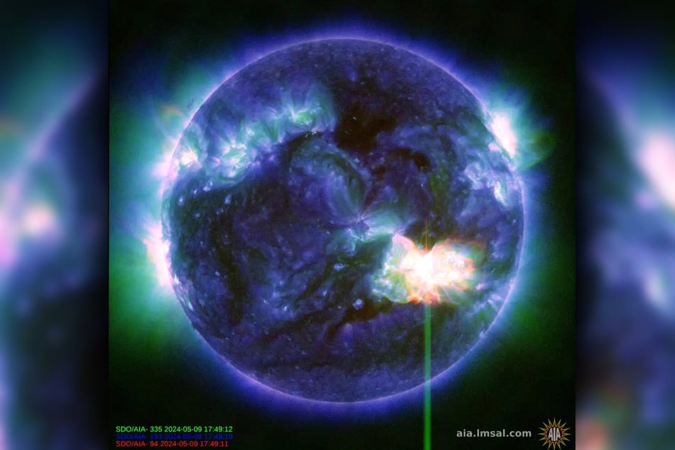 Der Raumfahrtorganisation NASA gelang diese spektakuläre Aufnahme der Sonne, auf der die Stürme (helle Regionen) deutlich zu erkennen sind.