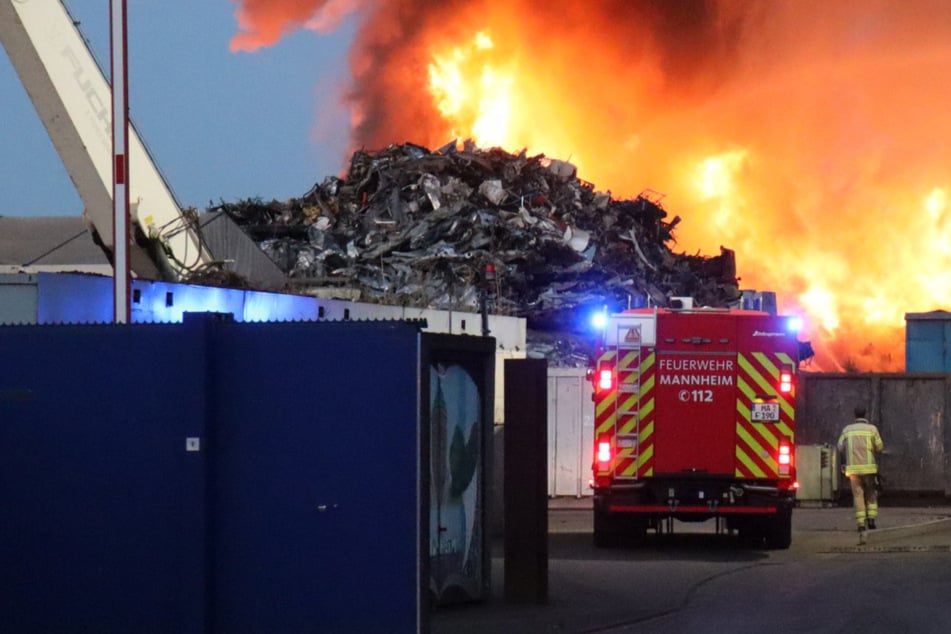 Großbrand wütet auf Schrottplatz: Starke Rauchwolke über Mannheim