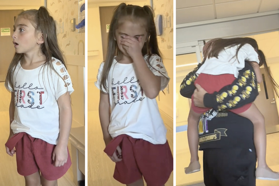 Ein TikTok-Video zeigt Camilla Ferrer (6), als sie zum ersten Mal ihren kleinen Bruder im Krankenhaus erblickt.