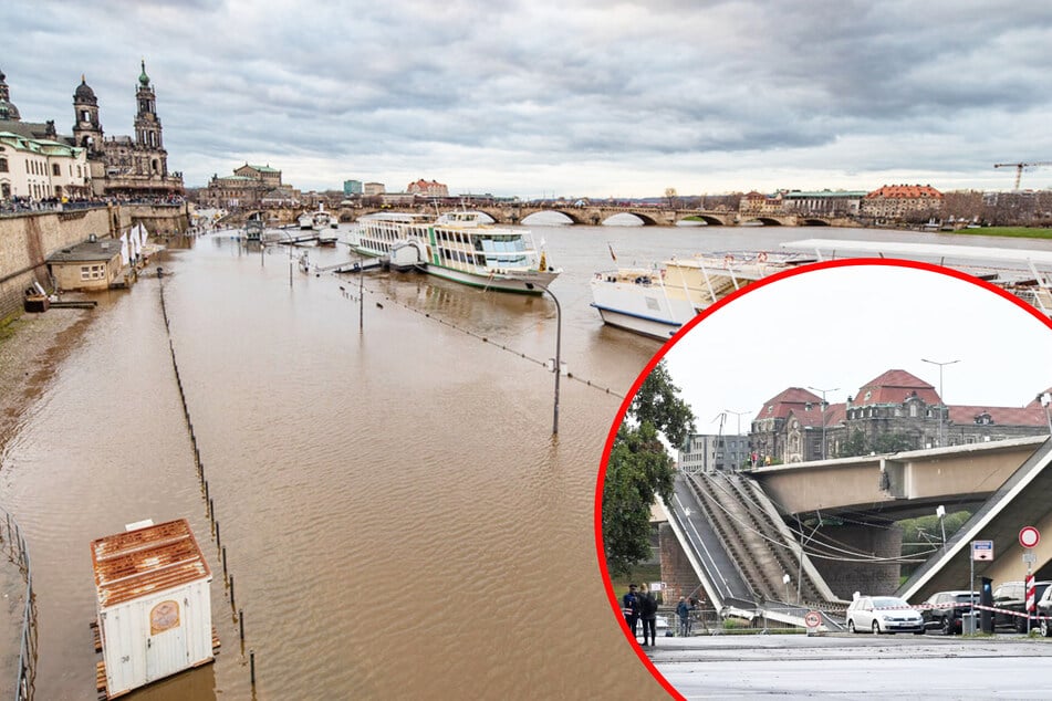 Dresden: Carolabrücke Dresden: Droht der Stadt nach dem Teileinsturz jetzt auch noch ein Hochwasser?