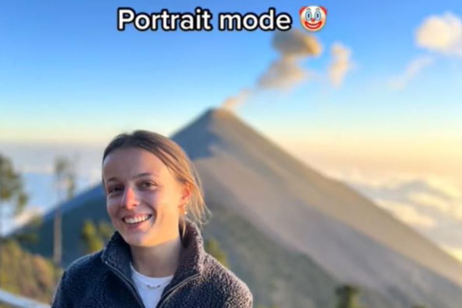 Katie bekam diesen Schnappschuss, auf dem der Vulkan geradezu inaktiv wirkt.