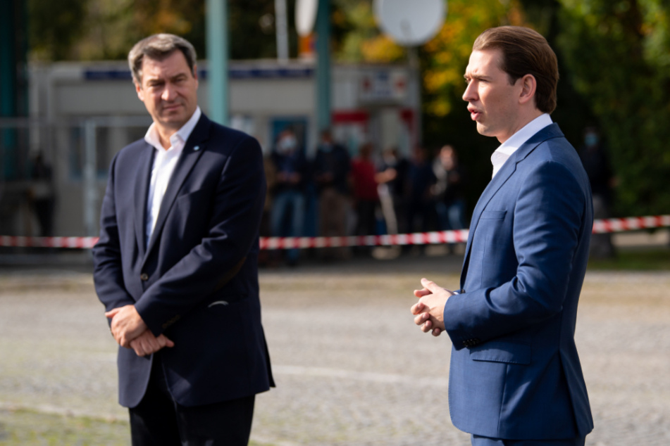 Markus Söder (links, 53, CSU), Ministerpräsident von Bayern, und Sebastian Kurz (34, ÖVP), Bundeskanzler von Österreich, bei der Pressekonferenz.