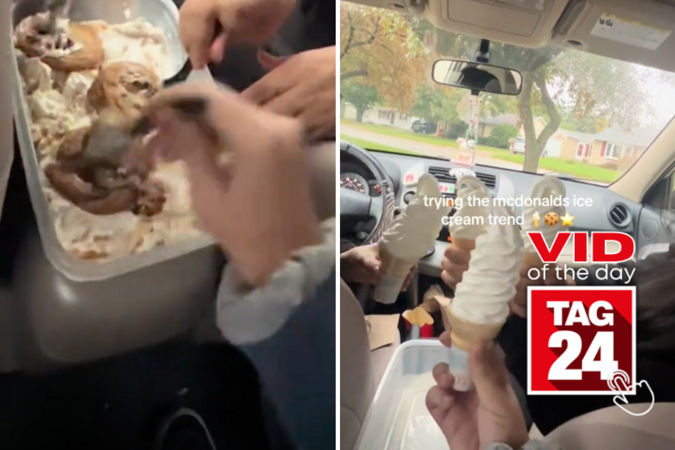 viral videos: Viral Video of the Day for November 13, 2023: Girls try out viral McDonalds ice cream dessert smash hack!