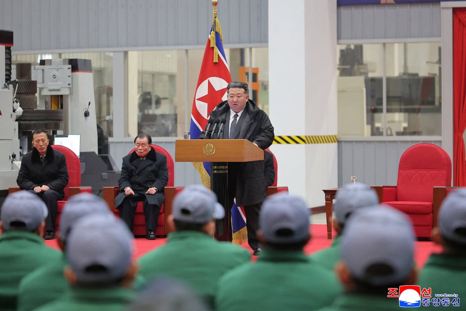 Kim addressed workers during a visit to a major industrial machinery complex on Monday.