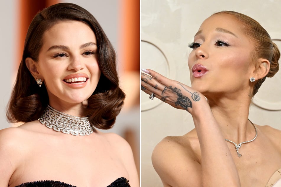 Selena Gomez (l.) revealed that fellow pop princess Ariana Grande would be a dream collaborator, gushing that she "loves" her newest era.