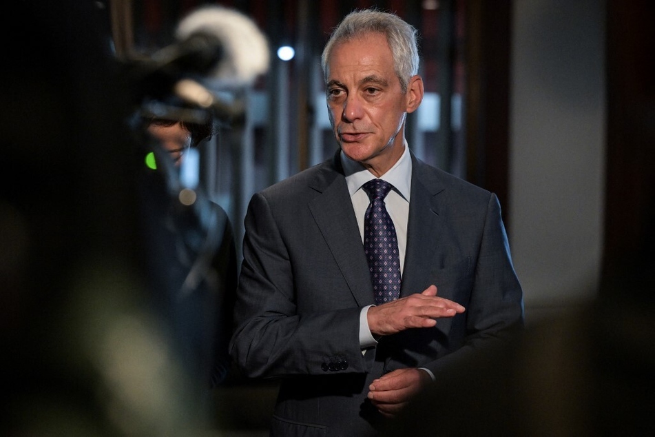 US Ambassador to Japan Rahm Emanuel speaks to the media after attending a prayer meeting at Zojoji Temple in Tokyo on August 9, 2024, to mark the 79th anniversary of the atomic bombing of Nagasaki.