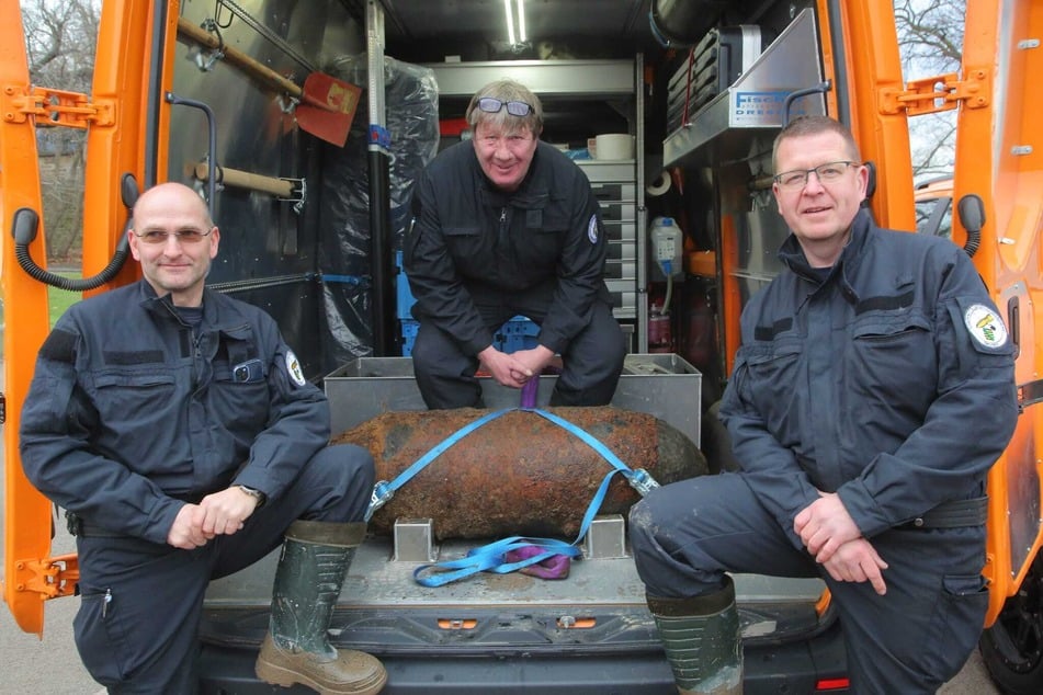 V.l.n.r.: Die Sprengmeister Ronny Weber (48), Tino Arndt (59) und Andreas Dörfel (48).