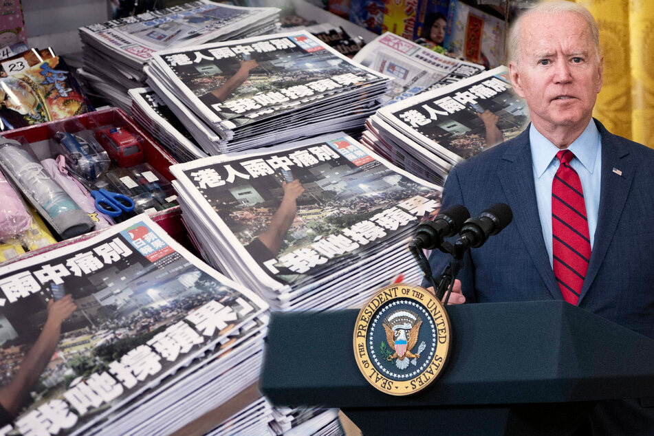 Joe Biden called out the Chinese government for shutting down the Hong Kong tabloid Apple Daily.