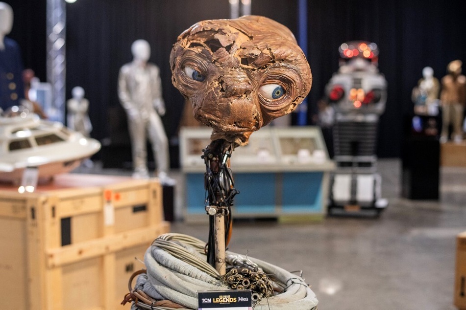 The special effects head of E.T. is displayed during Julien's Auction's press preview ahead of the public exhibition and auction.