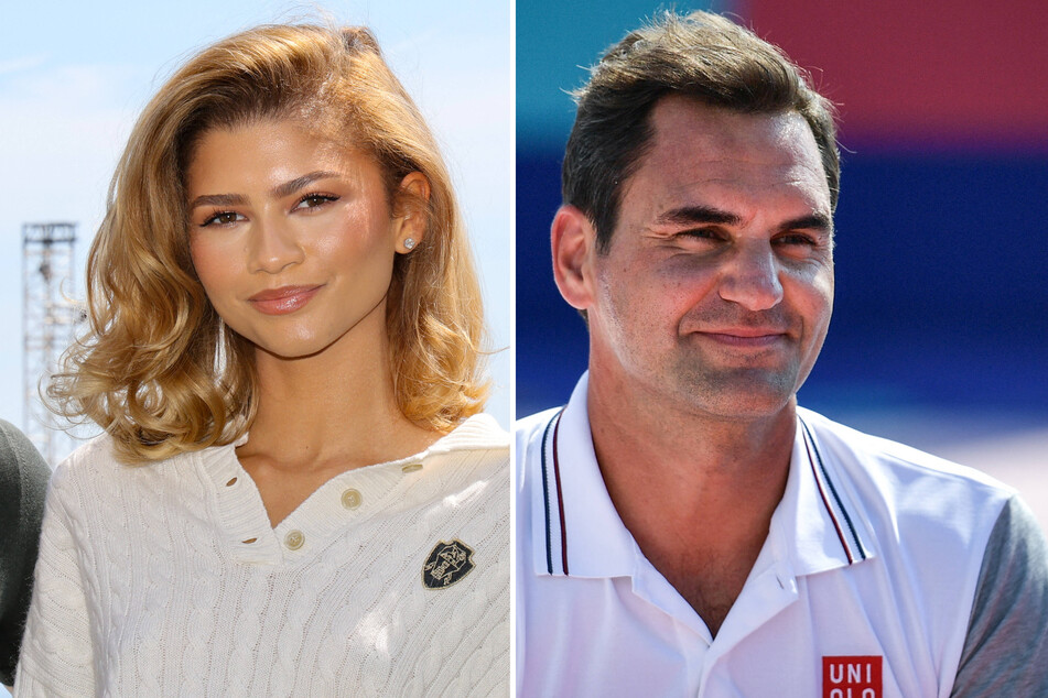 Zendaya (l.) and tennis icon Roger Federer were spotted together filming for what appears to be a promotional shoot for On.