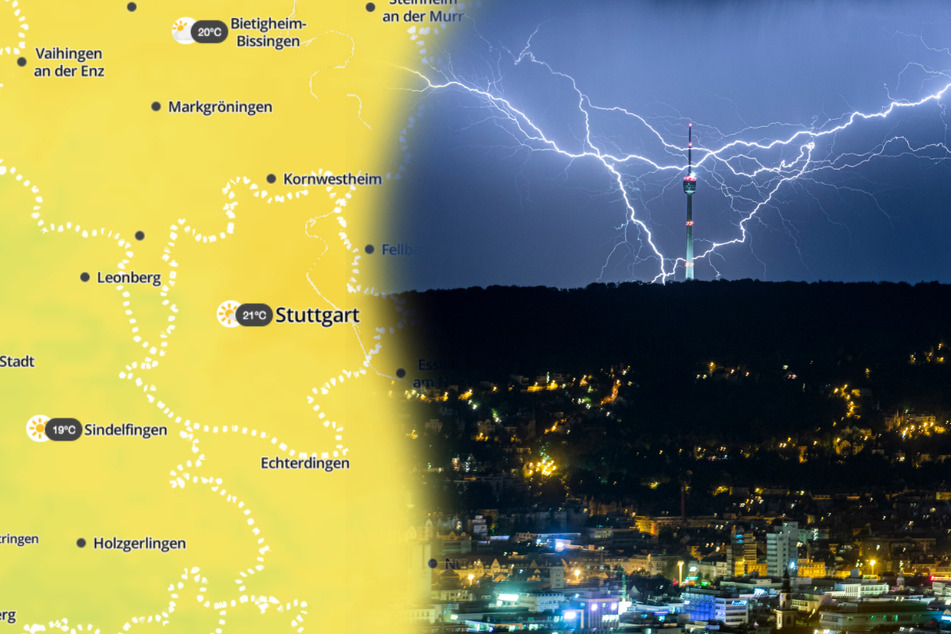 In Baden-Württemberg gibt es am Wochenende Gewitter. (Montage)