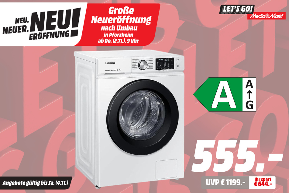 Samsung-Waschmaschine für 555 statt 1.199 Euro.
