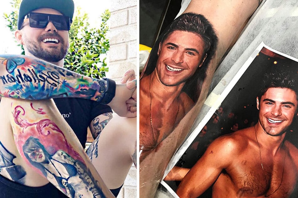 Celebrity-obsessed man spends over $40,000 on tattoos to prove he's a fan!
