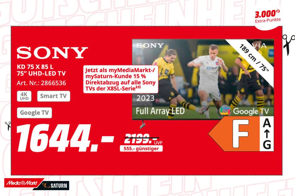 75-Zoll Sony-Fernseher für 1.644 statt 2.199 Euro.