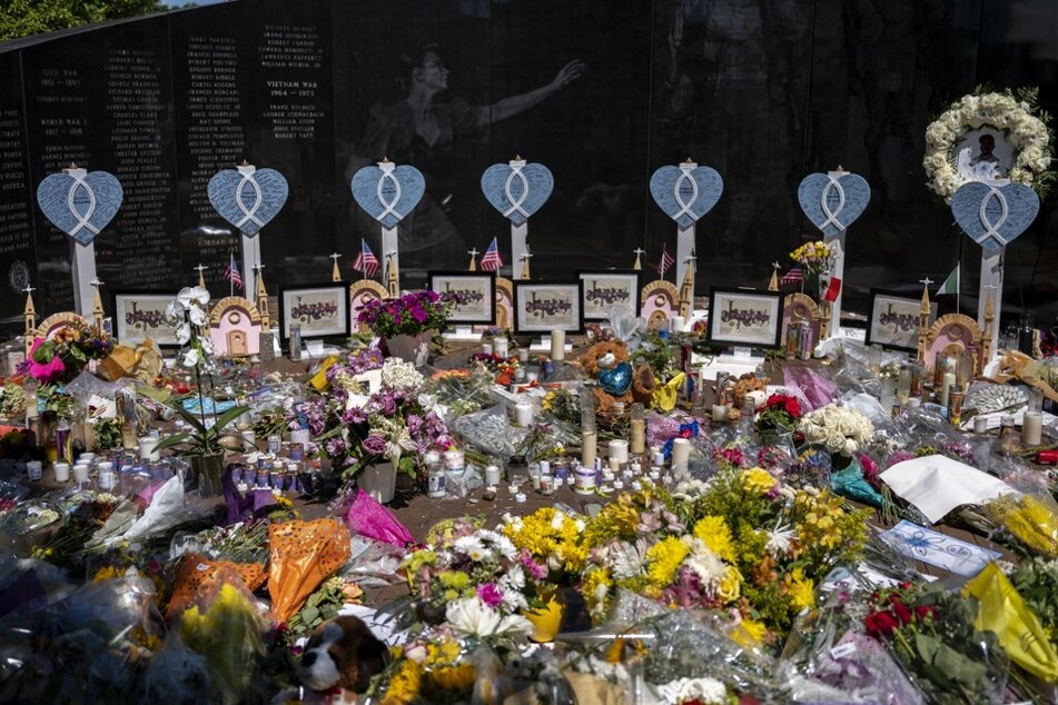 A memorial site in Highland Park honors the victims of the July 4 parade shooting.