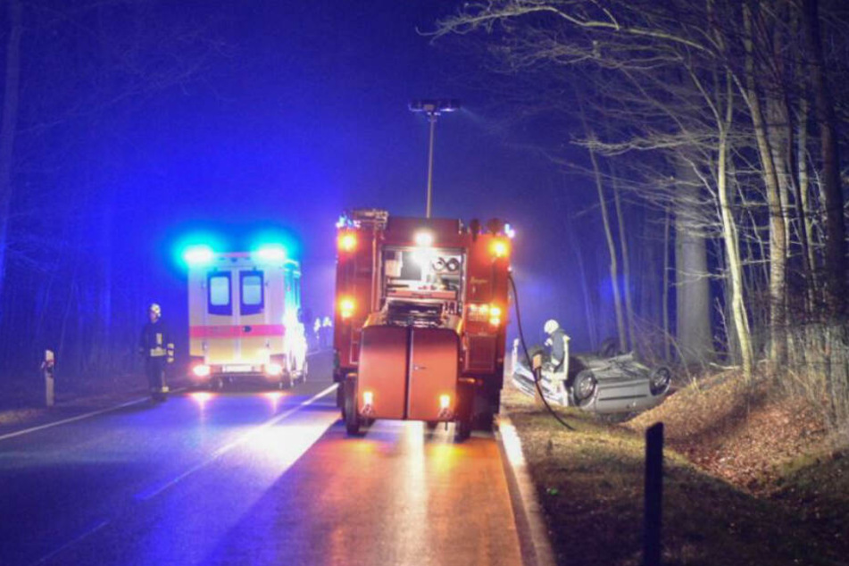 Viel Blaulicht auf der B178.