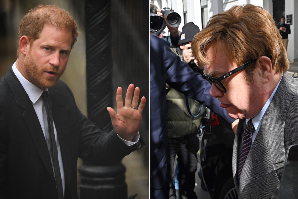 Prince Harry (l.) and Elton John are among a group of high-profile figures bringing privacy claims against the publisher of the Daily Mail.
