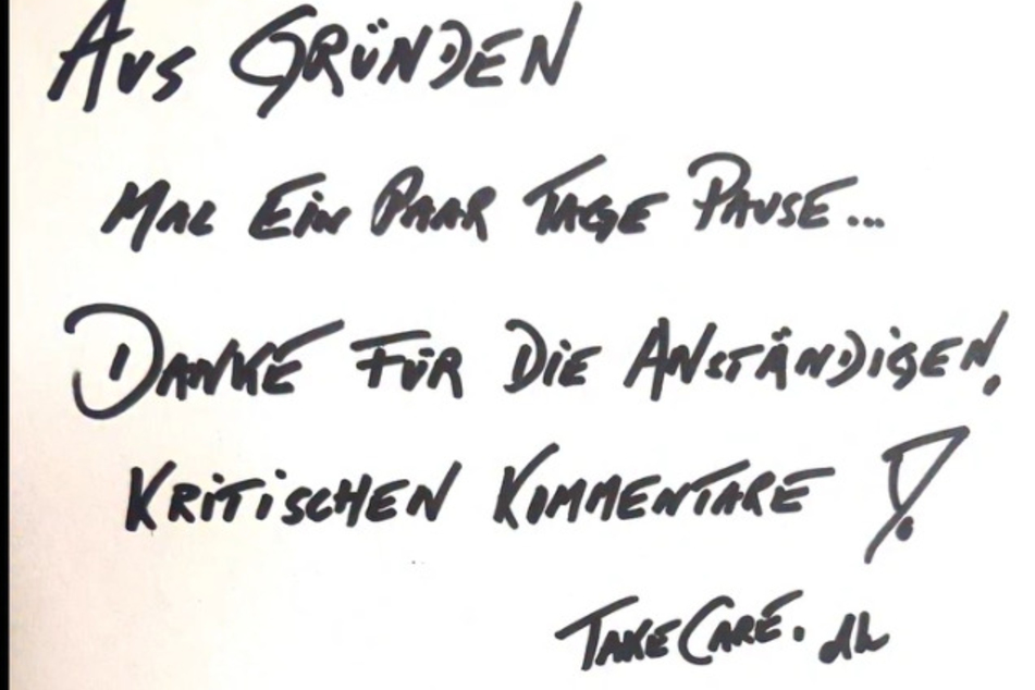 Zu dem Instagram-Video gab es von Hayali noch eine handgeschriebene Botschaft an ihre Follower.
