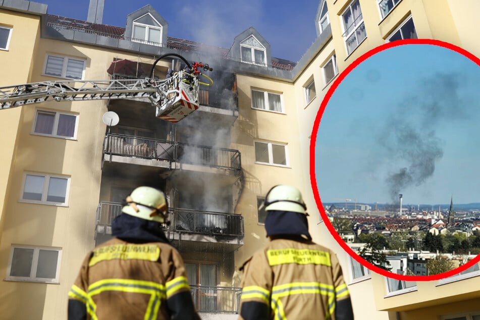 Schwarzer Rauch am Himmel: Feuer frisst sich durch Balkone an Mehrfamilienhaus