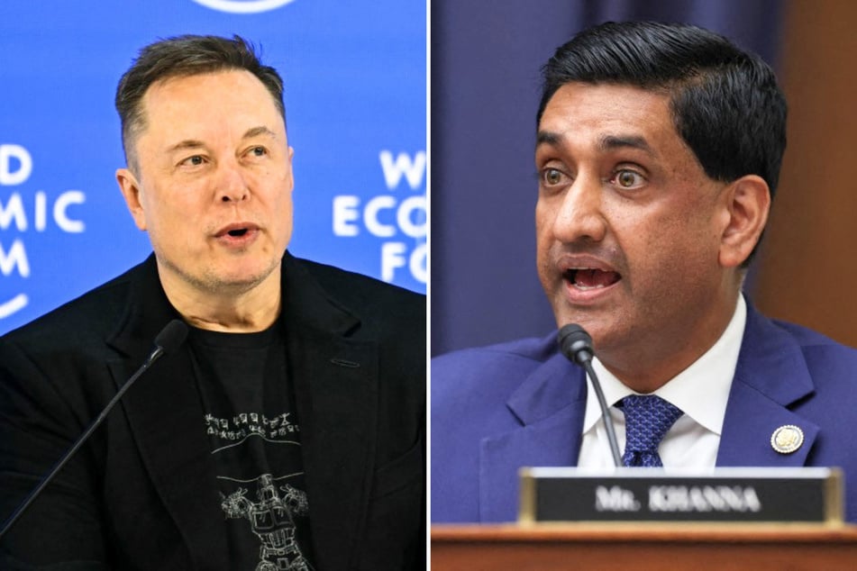 California Representative Ro Khanna (r.) has challenged trillionaire Elon Musk to a debate as the two have been feuding on social media.