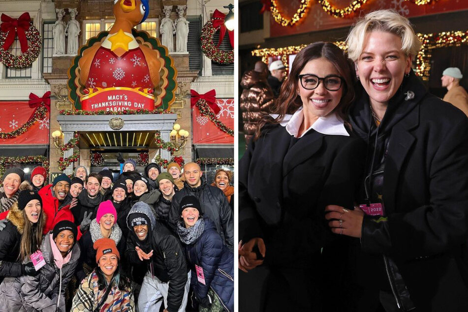 Performers including the cast of Funny Girl and stars Sarah Hyland and Betty Who (r.) posted photos from rehearsals for the Macy's Thanksgiving Day Parade.