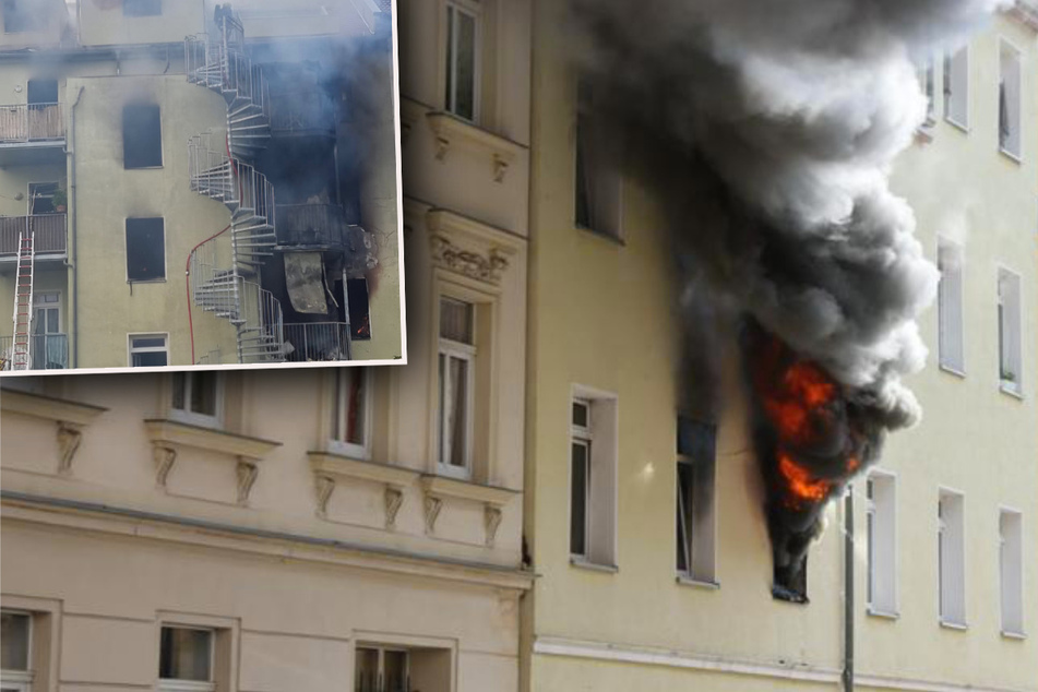 Leipzig: Schwerer Hausbrand in Leipzig: Frau aus dritter Etage gesprungen, zwei Verletzte