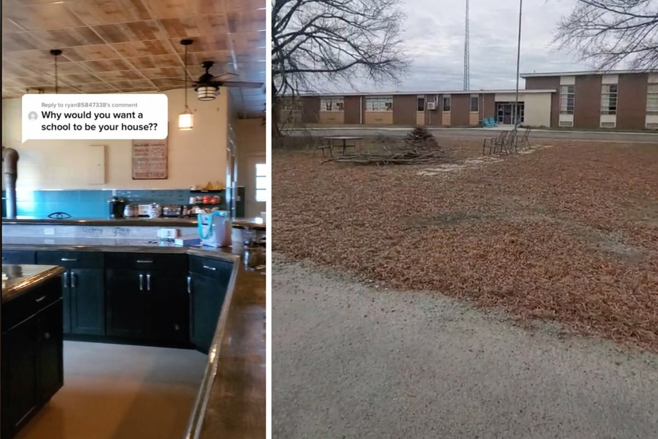 The school offers enough space for a large kitchen. From the outside, you'd never guess this is a family home!