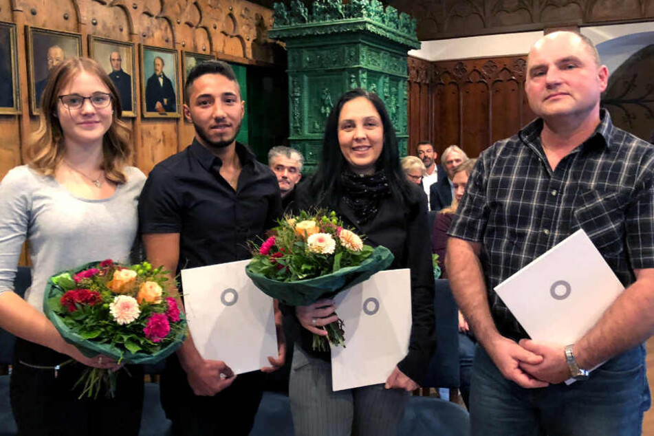 Zeigten Courage (v.l.): Nina Bäumler, Bilal Hasan, Aferdita Gau und Olaf Klingler.