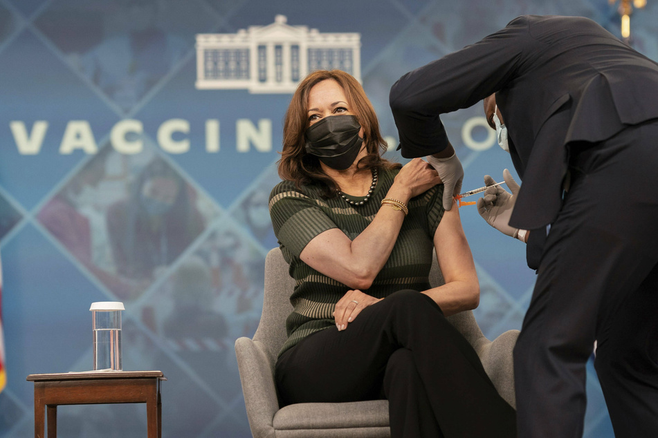 Vice president Kamala Harris getting her booster shot at the end of October.