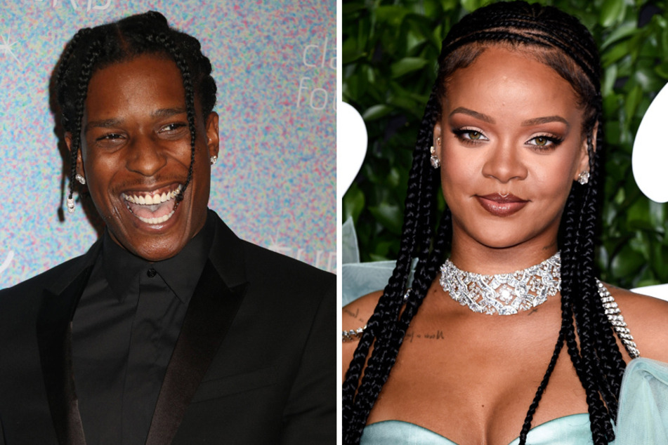 Rihanna (r.) showed off her baby bump alongside boyfriend A$AP Rocky (l.) in New York City over the weekend.