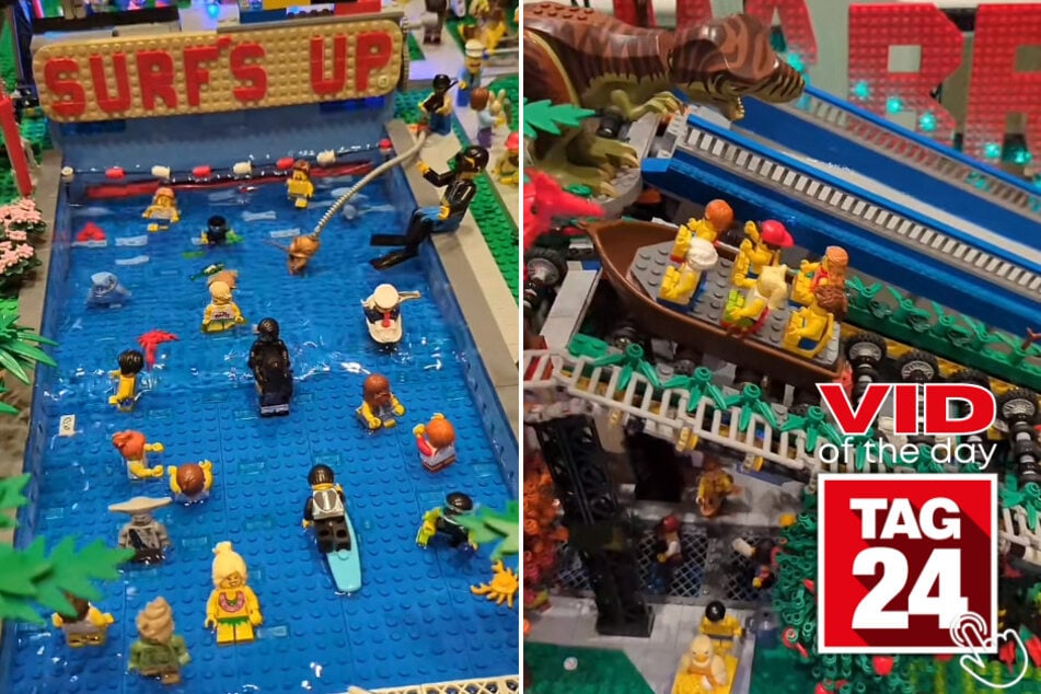 In today's Viral Video of the Day, an incredibly talented TikToker shows off his Lego theme park masterpiece, featuring a lazy river, waterslides, and endless fun!