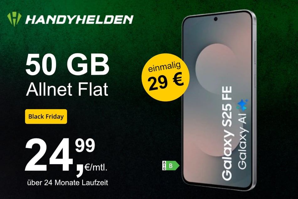 Das Samsung Galaxy S25 FE (128 GB) inkl. 50 GB Datenvolumen für einmalig 29 Euro.