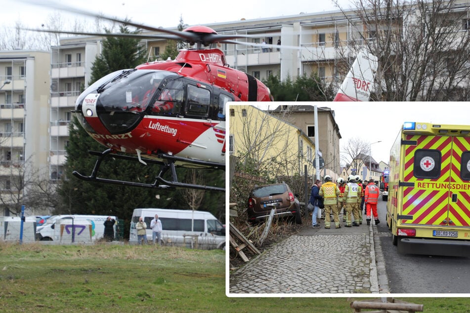 Autofahrerin verliert Kontrolle über Dacia: Rettungs-Hubschrauber im Einsatz