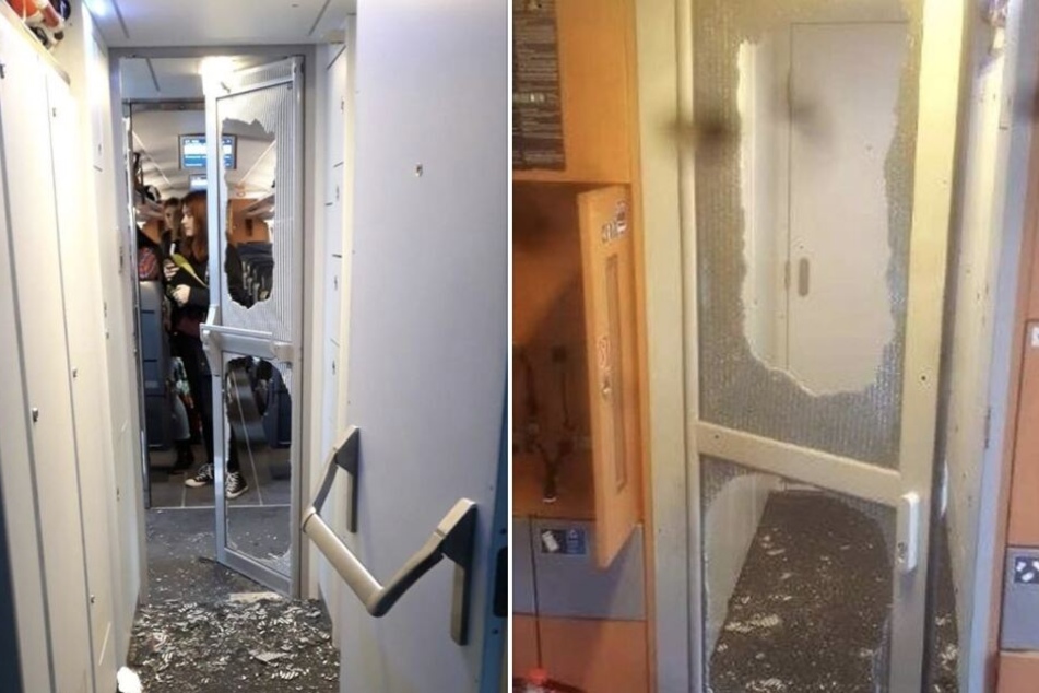 Die Scheibe war nach der Attacke völlig zerstört.