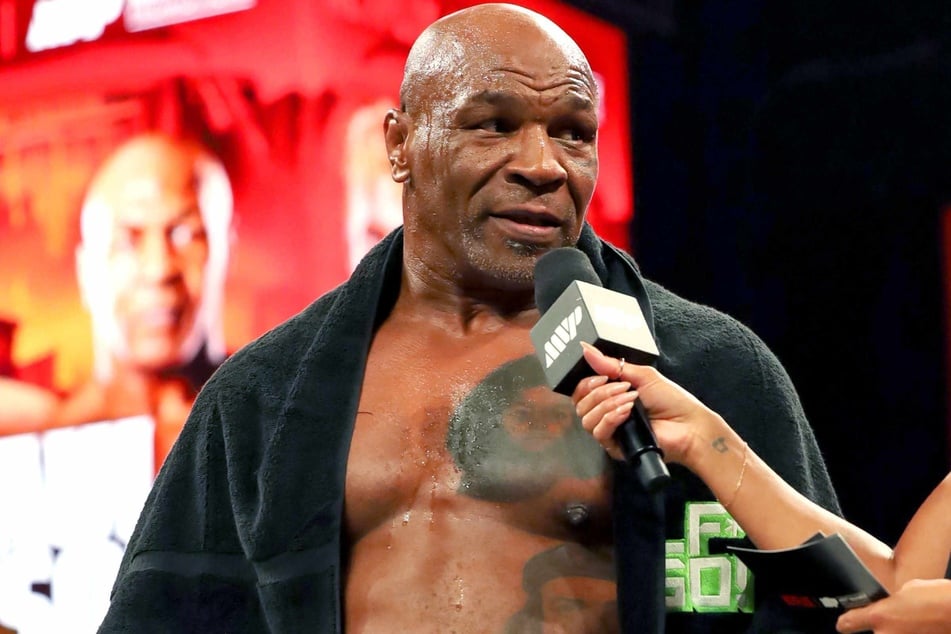 Mike Tyson attends the open workout for LIVE on Netflix: Jake Paul vs. Mike Tyson at the Toyota Music Factory on Tuesday in Dallas, Texas.