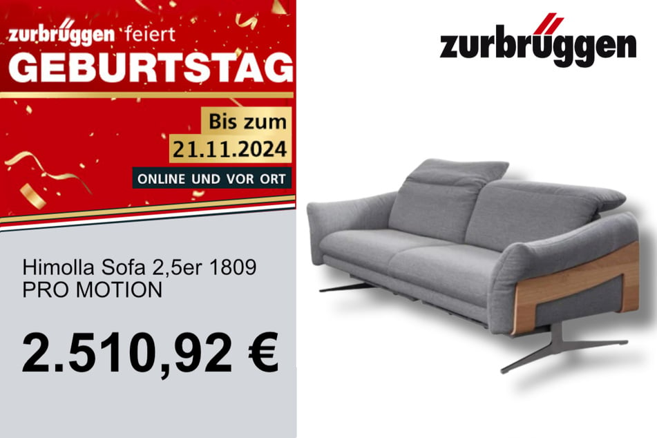 Das Himolla Sofa 2,5er 1809 PRO MOTION
für nur 2.510,92 Euro.