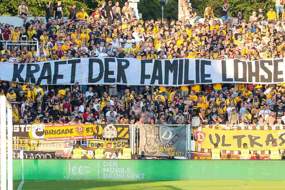 Der Auswärtsbereich der Dresdner Fans in Darmstadt.