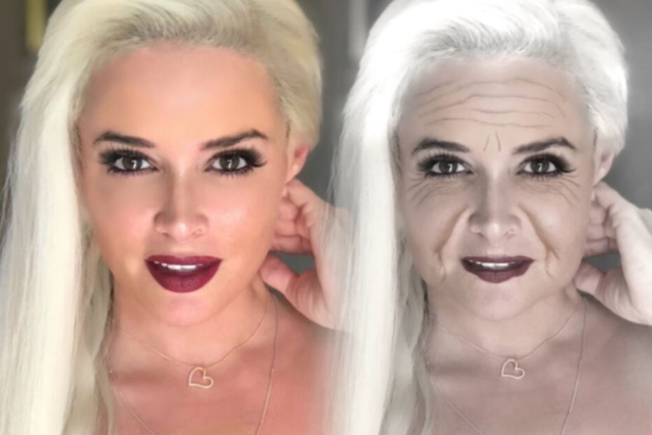 Aus jung mach alt: Daniela Katzenberger nach ihrer FaceApp-Alterung.