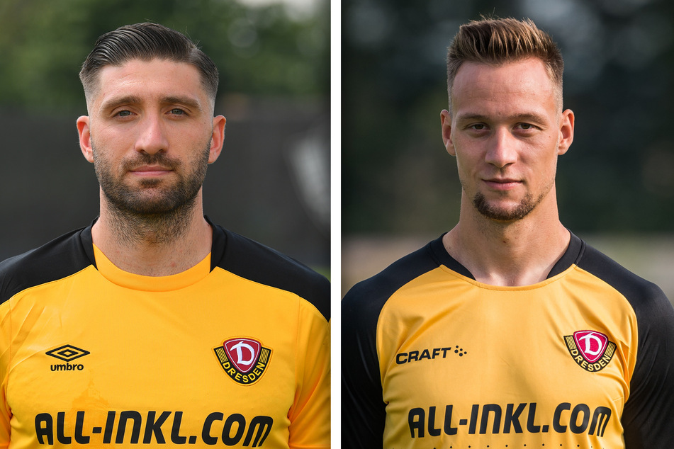 Brandon Borrello (26, l.) und Tim Knipping (28) sind nur zwei Beispiele für die vielen unglücklichen Verletzungen im Dynamo-Kader.
