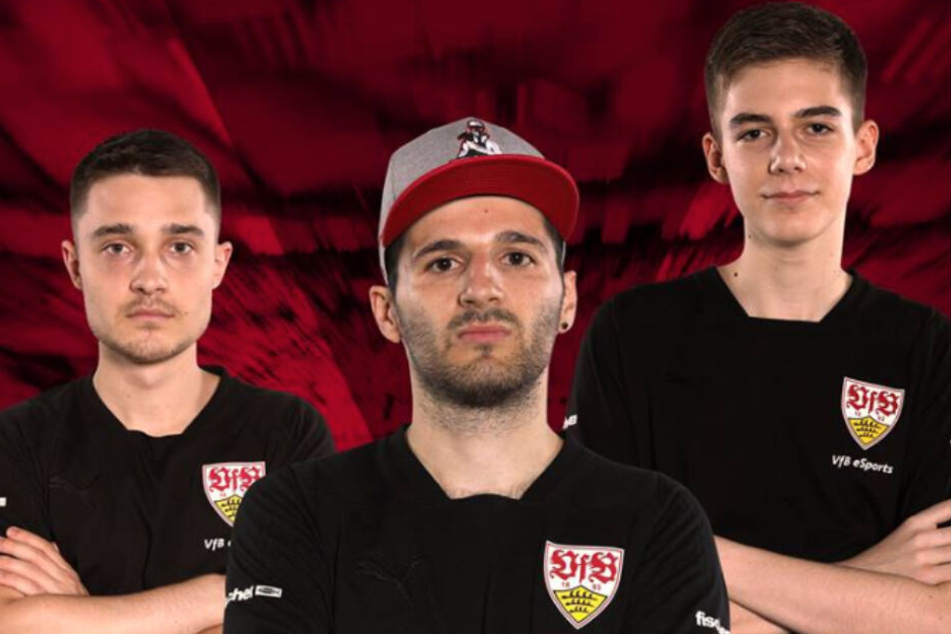 Für den VfB Stuttgart in der virtuellen Bundesliga aktiv: Marcel "Marlut" Lutz, Erhan "Dr. Erhano" Kayman und Lukas "VfB Lukas_1004" Seiler (von links nach rechts im Bild).