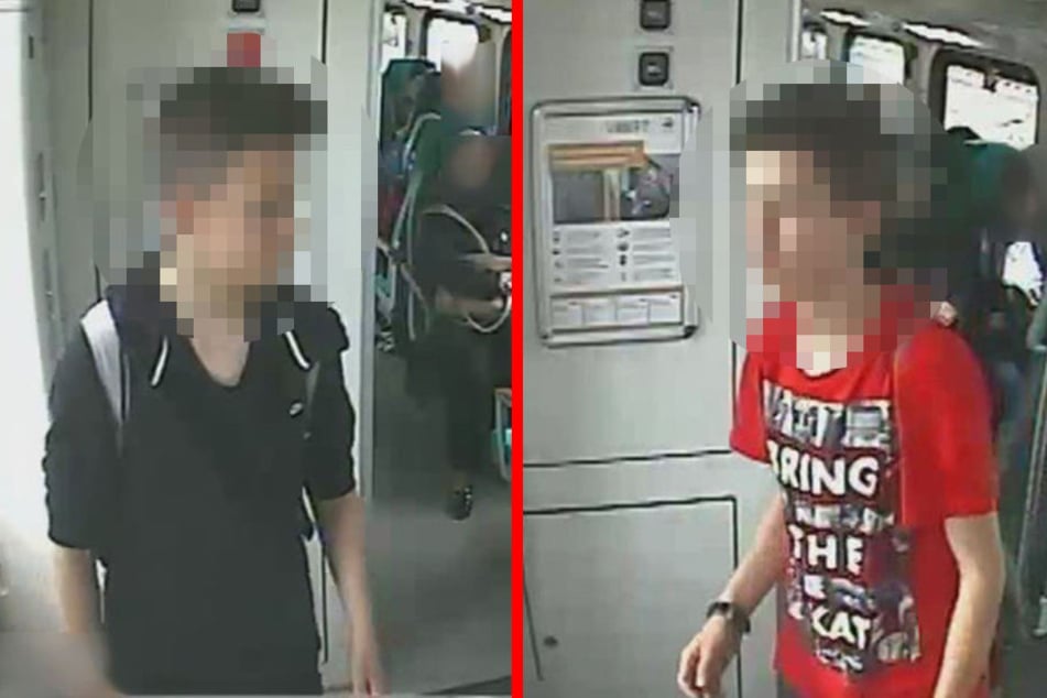 Beide Tatverdächtigen im Zug der Linie RE4 (Bild 2 + 3).