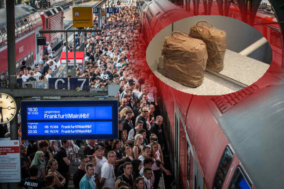 Fotomontage: Ein Zugbegleiter hatte das verdächtige Päckchen auf der Toilette der Regionalbahn entdeckt.