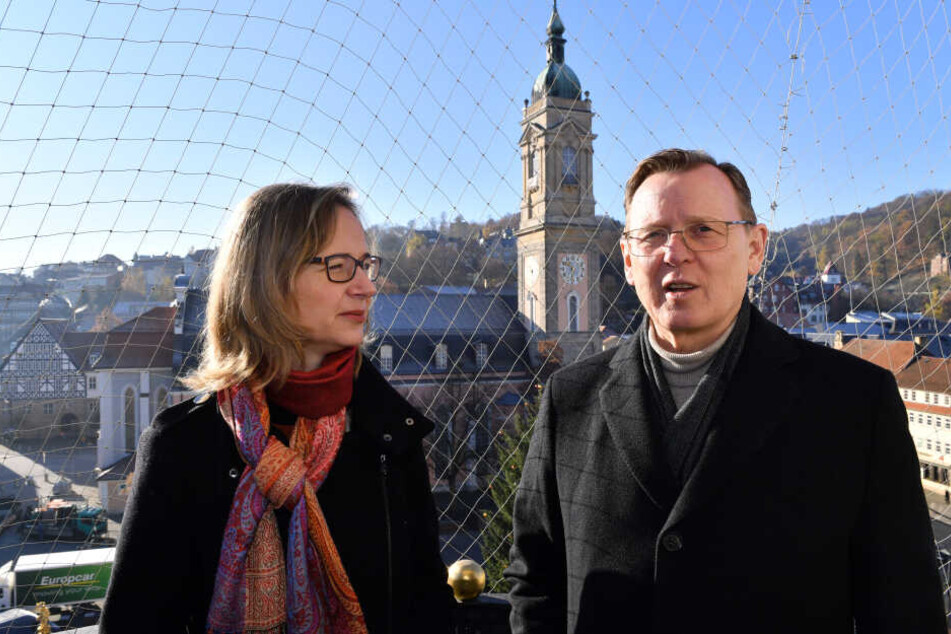 Katja Wolf mit Ministerpräsident Bodo Ramelow, beide gehören den Linken an.