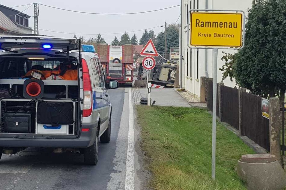 Die B 98 bei Rammenau ist aktuell vollgesperrt-