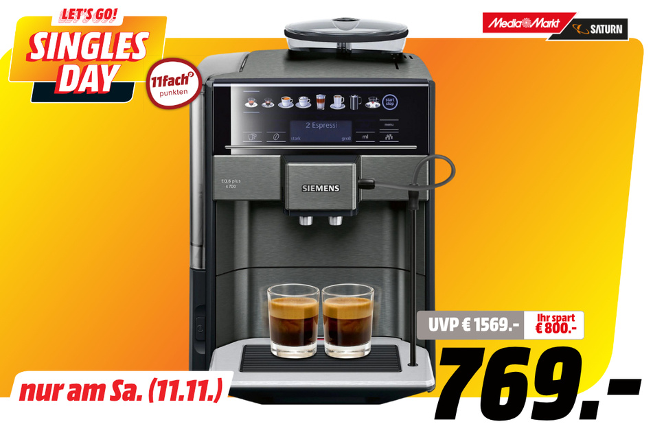 Siemens-Kaffeevollautomat für 769 statt 1.569 Euro.
